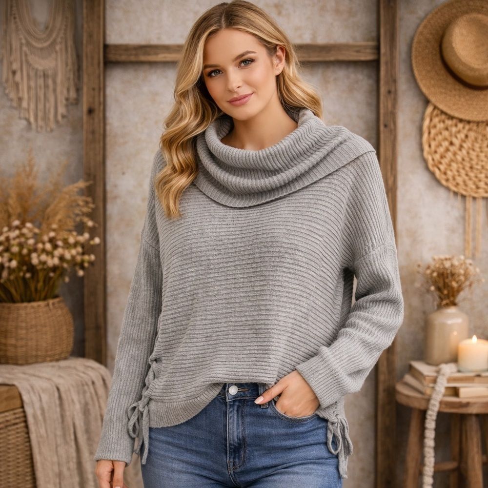 Anthropologie Kaisely Knit Pull Over Cowl Turtleneck Sweater Large